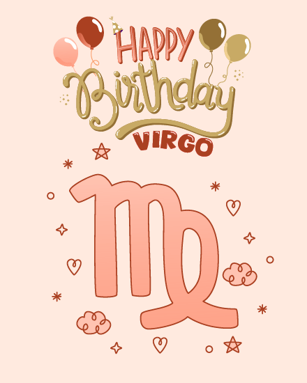 Hearts online Virgo Birthday Card