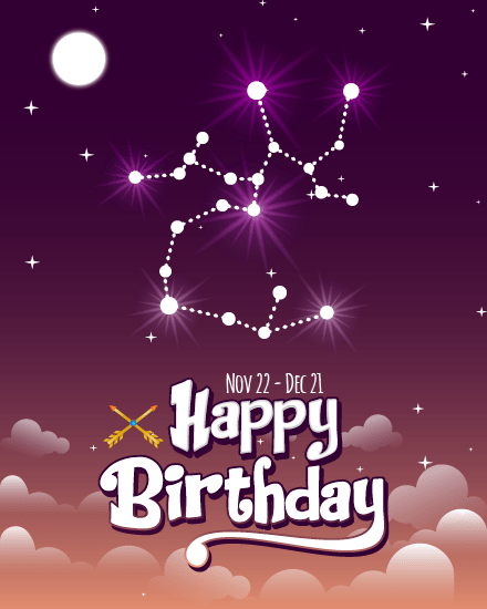 Constellation Zodiac Sign online Sagitttarius Birthday Card