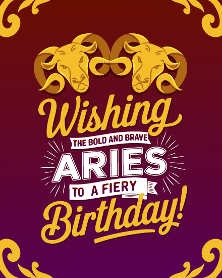 A Fiery online Aries Birthday Card