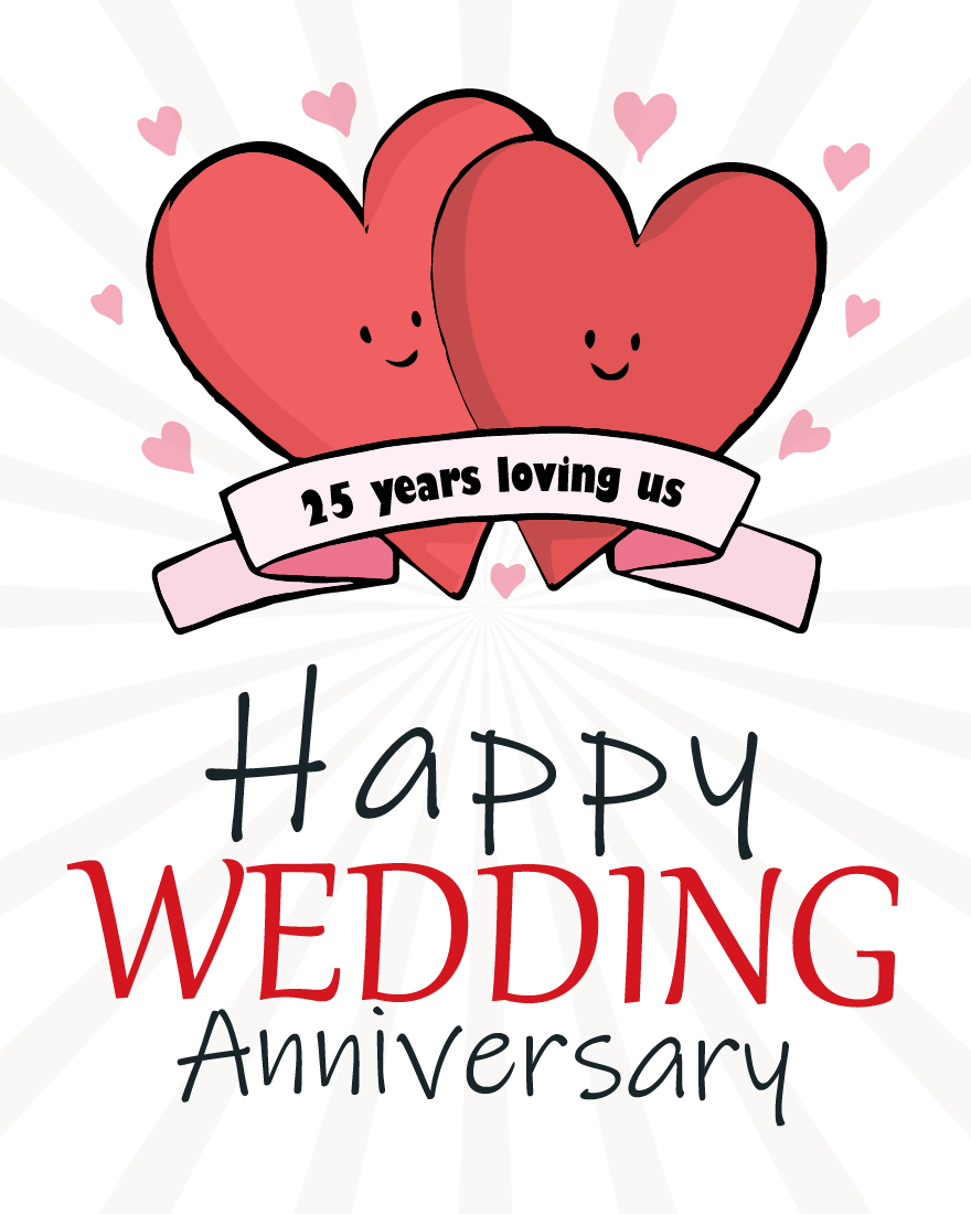 25 Years Loving Us online Anniversary Card