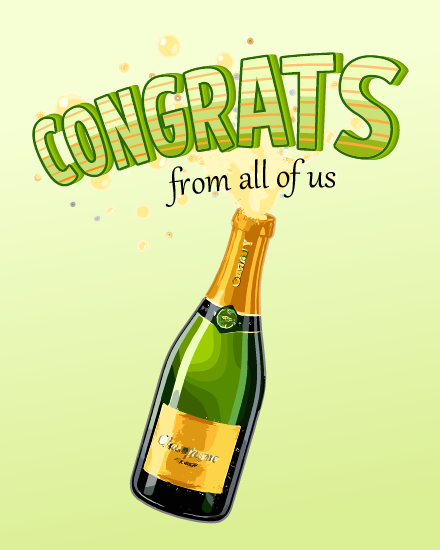 Congrats With Champagne Bottle Pop online Anniversary Card