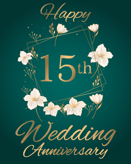 Crystal Anniversary With Teal Florals online Anniversary Card