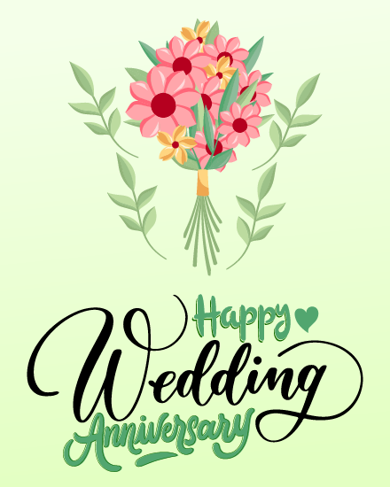 Hand Tied Bouquet On Soft Green online Anniversary Card