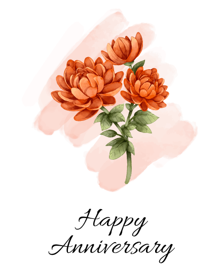 Chrysanthemum On Blush online Anniversary Card