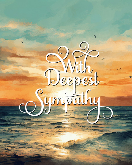 Peaceful Ocean Sunset With Text online Sympathy Card