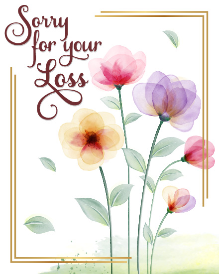 Soft Watercolor Blooms With Message online Sympathy Card