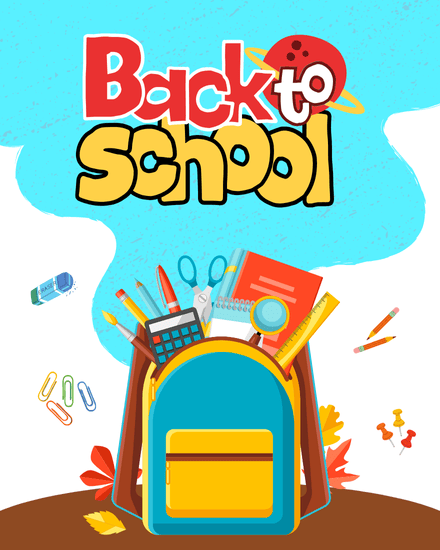 Backpack Stationery online Back To School Card
