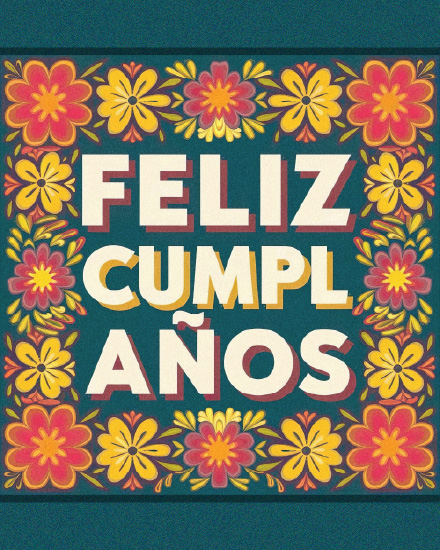 Colorful Cumpleaños online Spanish Birthday Card