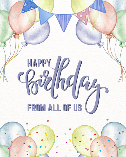 Balloons And Confetti online Coworker Birthday Card