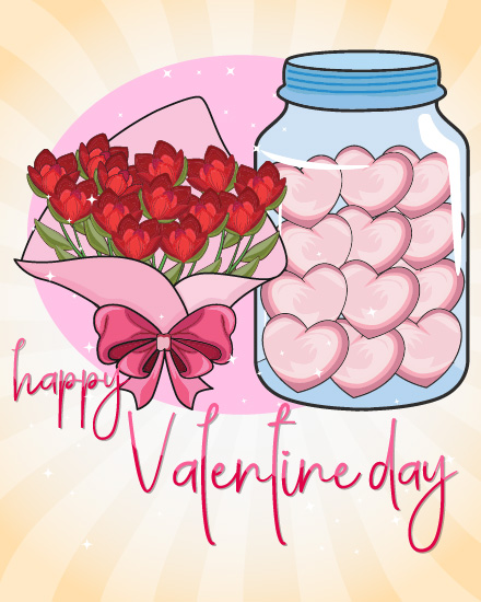 Jar Of Heart Candies online Valentine's Day Card