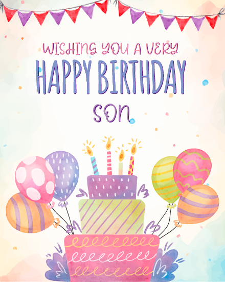 Colorful Balloons online Son Birthday Card