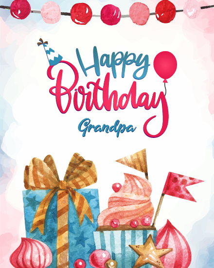 Cupcake Near Gift online Grandfather Birthday Card