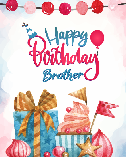 Cupcake online Brother Birthday Card