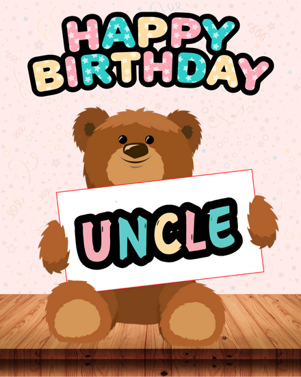 Cute Bear Holding online Uncle Birthday Card