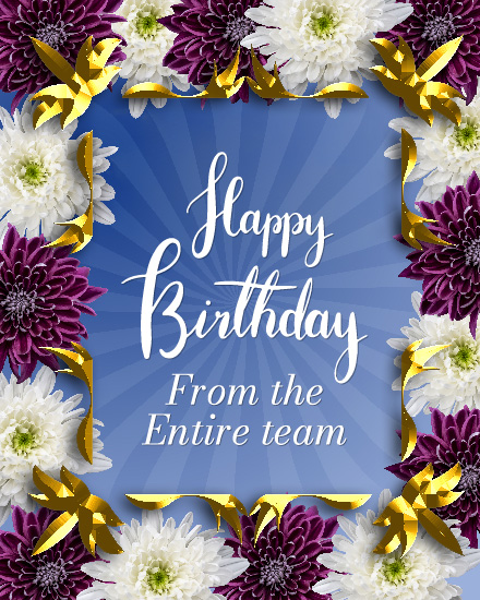 White And Purple Flowers Frame online Coworker Birthday Card