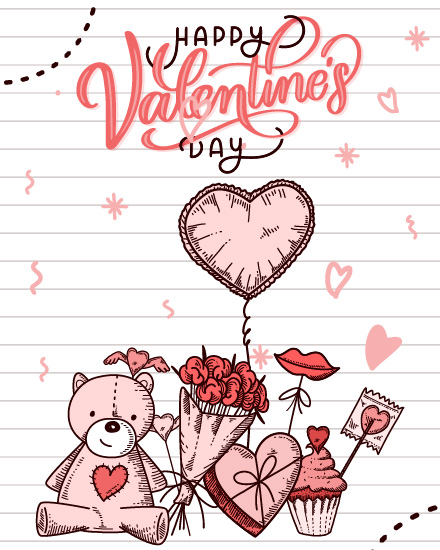 Drawing On Notebook Page online Valentine's Day Card