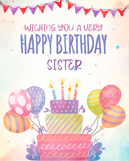 With Blessings online Sister Birthday Card