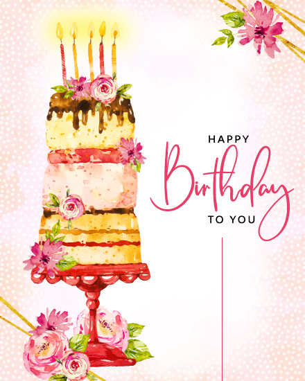 Floral Design online Birthday Card