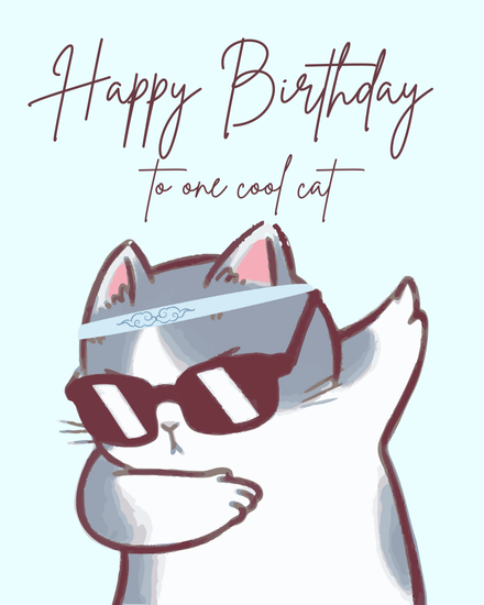 Dabbing online Cat Birthday Card