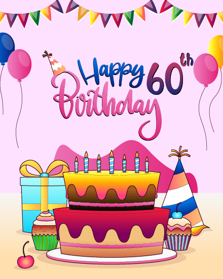 Celebration online 60th Birthday Card