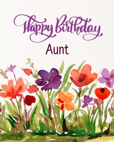 Floral Greetings online Aunt Birthday Card