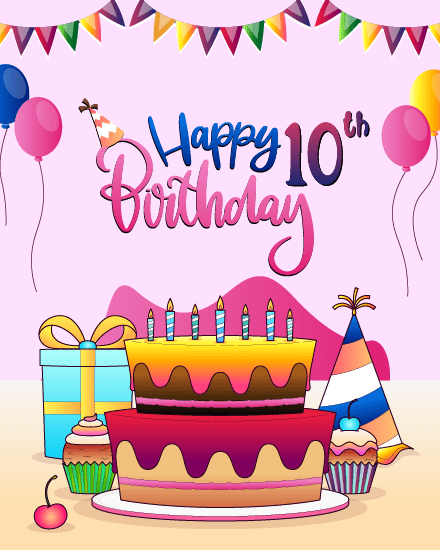 Cupcakes online 10th birthday Card