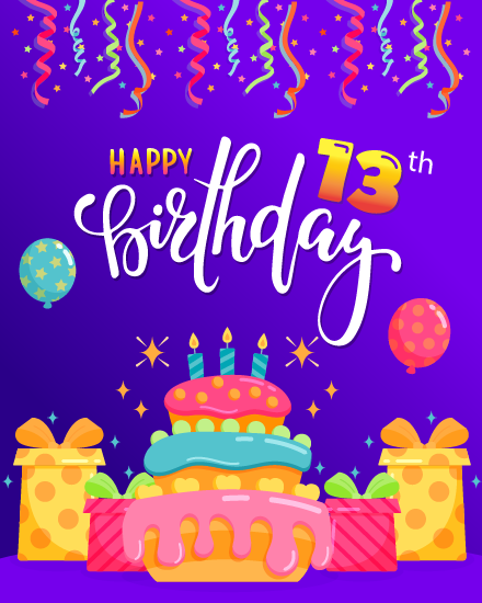 Colorful Candles online 13th Birthday Card