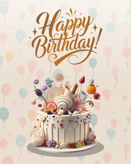 Gourmet Cake online Birthday Card