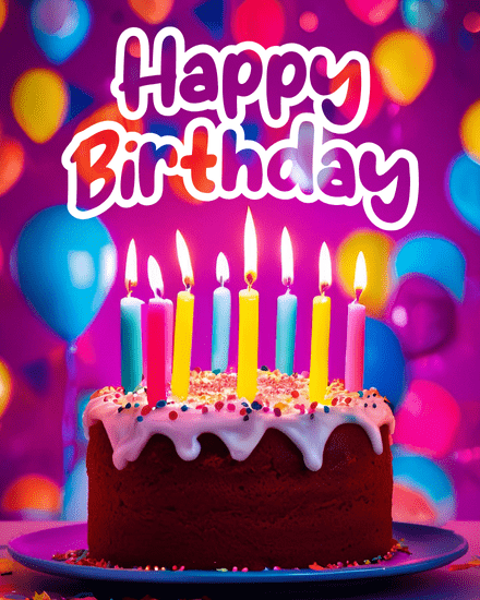 Colorful Text online Birthday Card