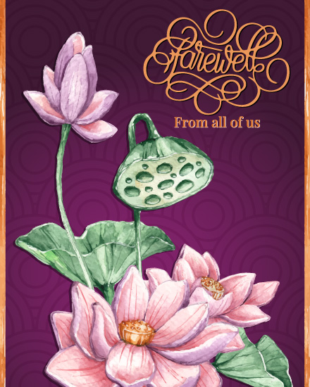 Lotus Flowers online Farewell Card