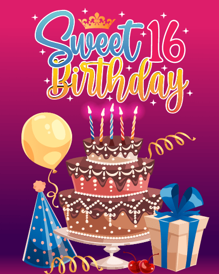 Celebration online Sweet 16 Birthday Card