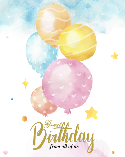 Watercolor Balloons online Birthday Card