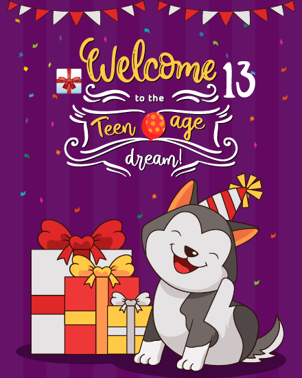 Teen Age Dream online 13th Birthday Card