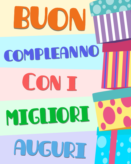 Stacked Gifts Display online Italian Birthday Card