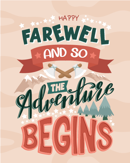 Adventure Begin With Mountains online Farewell (GoodBye) Card