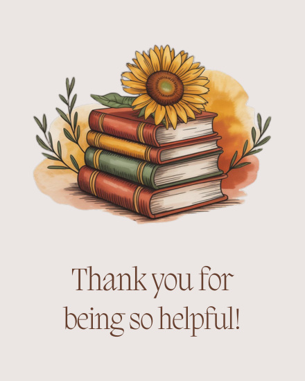 Sunflower On Vintage Books online Thank You Card
