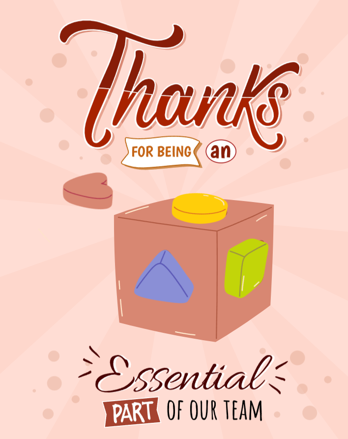 Thanks For Being An Essential Part Of Our Team online Employee Appreciation Card