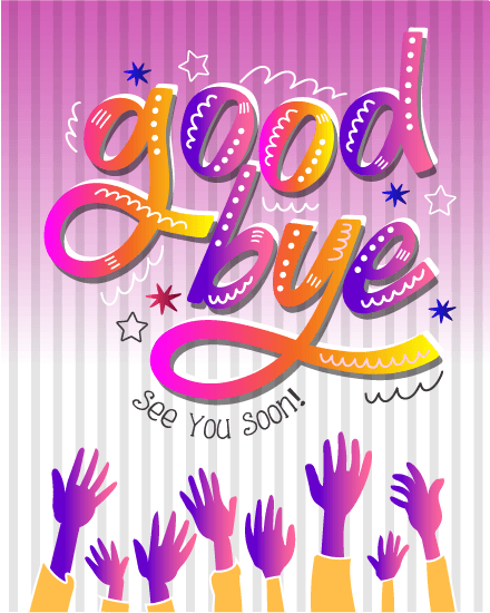Colorful Goodbye With Neon Rainbow online Farewell (GoodBye) Card