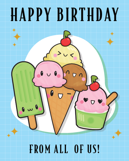 Sweet Ice Cream Crew online Birthday Card