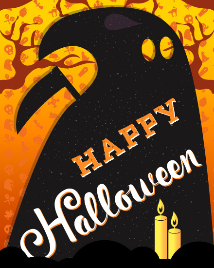 Raven Profile Poster online Halloween Card