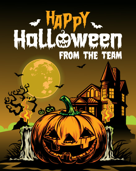 Moonlit Pumpkin Manor online Halloween Card