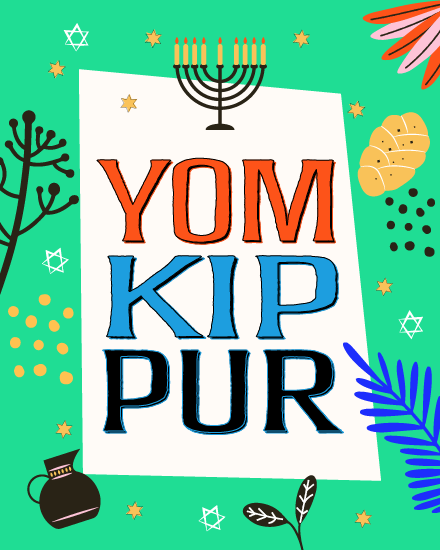 Bold Lettering Collage online Yom Kippur Card