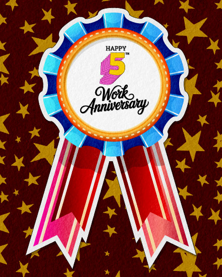 Maroon Star Rosette online Milestone Work Anniversary Card