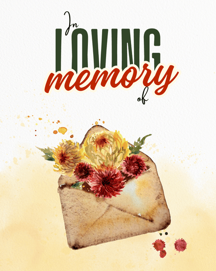 Rustic Floral Envelope online Memorial and Funeral Card