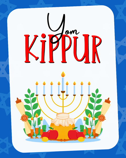 Menorah Apples Scrolls online Yom Kippur Card
