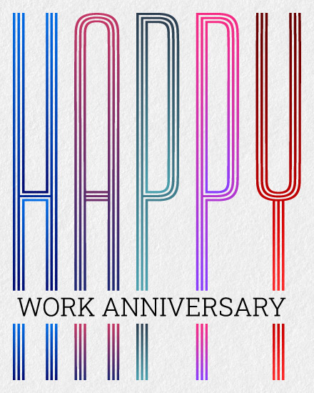 Striped Tall Letters online Work Anniversary Card