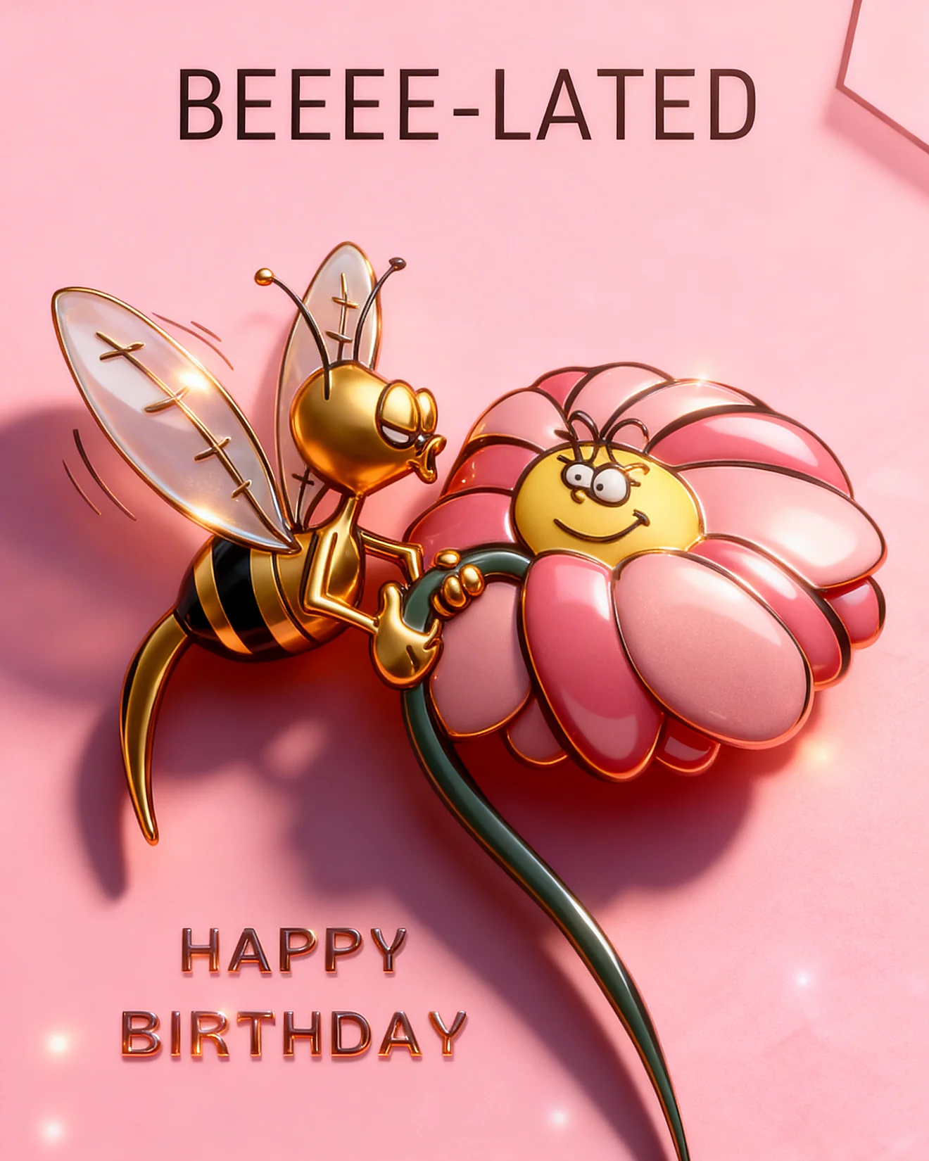 Sweet Bee-lated Wishes online Belated Birthday Card