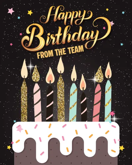 Team Candle Cake online Birthday Card