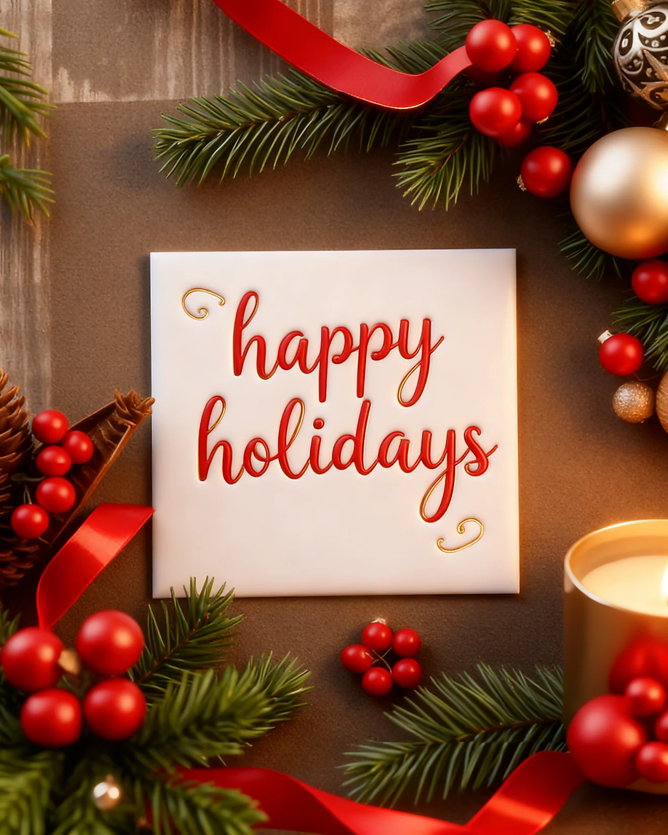 Festive Holiday Wishes online Happy Holiday Card