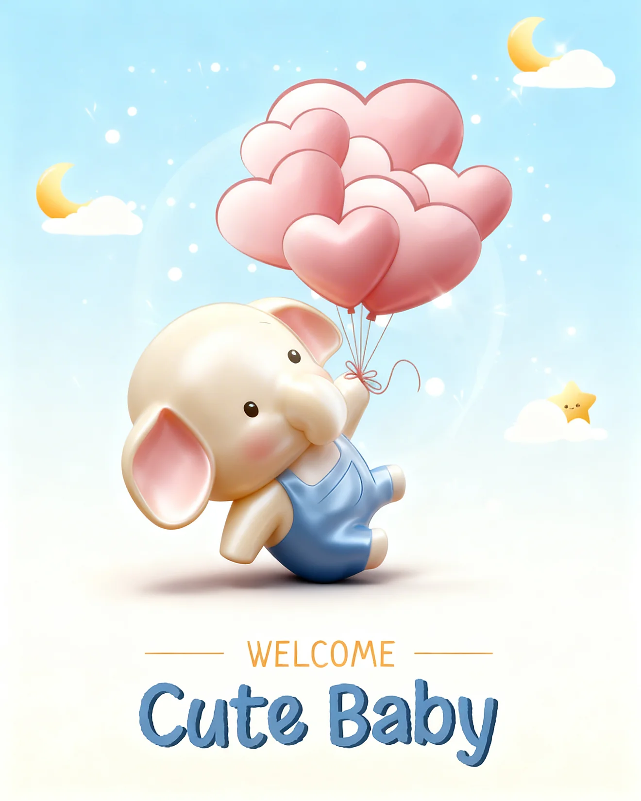 Drifting New Adventure online Baby Shower (New Birth)  Card